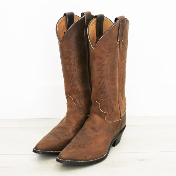 Justin Boots Apache Bay Distressed Brown Leather Womens Cowgirl Boots L4935 6.5B - Picture 2 of 14